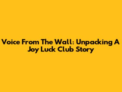 Voice From The Wall: Unpacking A Joy Luck Club Story