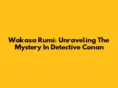 Wakasa Rumi: Unraveling The Mystery In Detective Conan