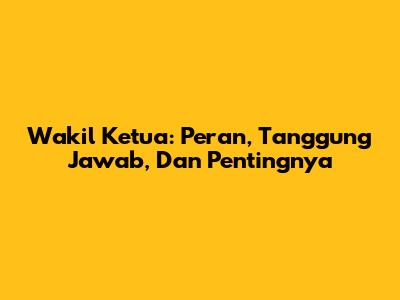 Wakil Ketua: Peran, Tanggung Jawab, Dan Pentingnya