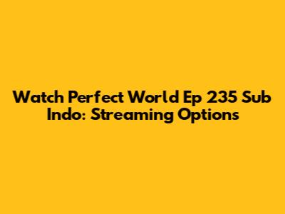 Watch Perfect World Ep 235 Sub Indo: Streaming Options