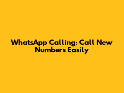 WhatsApp Calling: Call New Numbers Easily