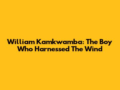 William Kamkwamba: The Boy Who Harnessed The Wind