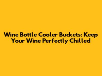 Wine Bottle Cooler Buckets: Keep Your Wine Perfectly Chilled