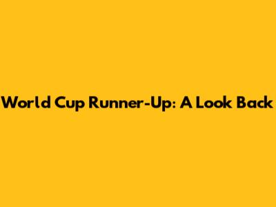 World Cup Runner-Up: A Look Back