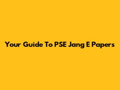 Your Guide To PSE Jang E Papers