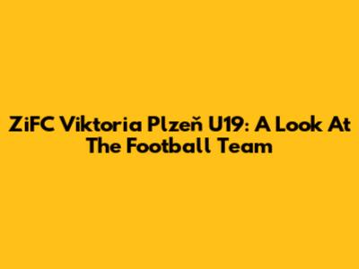ZiFC Viktoria Plzeň U19: A Look At The Football Team