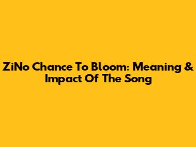ZiNo Chance To Bloom: Meaning & Impact Of The Song
