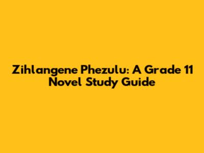 Zihlangene Phezulu: A Grade 11 Novel Study Guide