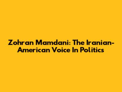 Zohran Mamdani: The Iranian-American Voice In Politics