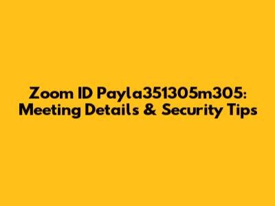 Zoom ID Payla351305m305: Meeting Details & Security Tips
